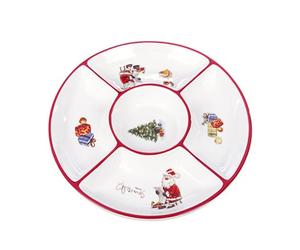 CM - Juego de Vajilla Cerámica de Navidad Menaje de Mesa Vajilla Navideña: Plato, Entremesera, Bandeja, Cuenco, cuchara, Tartera, Aceitera, Vinagrera, Saleros, Pimientero, Azucarero, Campana,,,