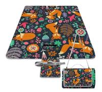 Cmagnifico Alfombrilla de picnic, manta cuadrada de picnic con diseño de zorro, para exteriores, 148 cm x 148 cm