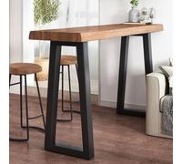 CMYAOYC Mesa de Altura Bar de Madera Maciza con Patas de Metal Negro, Barra de Desayuno de Estilo Rústico para Cocina, Rincón de Café, Comedor o Restaurante(180cm/71in)