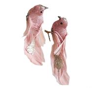 CNANRNANC 2 unids 15 cm pluma pluma pájaro adornos simulación árbol de Navidad decoración para boda fiesta festiva decoración del hogar colgante conjunto colgante (rosa)