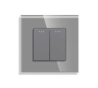 CNBINGO Cambio de Botón Rocker Interruptores con puntos de tela fluorescentes, panel de pared Gris de cristal moderno, interruptor de luz doble, interruptor de 2 bandas de 2 vía, 10A 250V