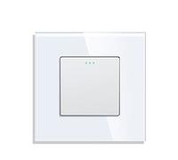 CNBINGO Cross Botón interruptores con puntos de tela fluorescentes, panel de pared Blanco de cristal moderno, interruptor eléctrico de una sola capa, interruptor de 1 bandas de 3 vía, 10A 250V