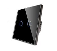 CNBINGO Doble Dimmer Switch Para Dimmers LED Lights, Touch Switch Negro, con un panel de vidrio del sistema táctil y LED de estado, no se requiere un conductor neutral, interruptor 2 bandas de 1 vía