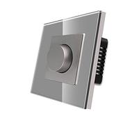 CNBINGO Interruptor de dimmal, atenuador de luz TRIAC para lámparas LED/Dimmable/lámparas halógenas,Gris panel de vidrio endurecido, no se requiere un conductor neutro, 1 bandas de 1 vía, 500W