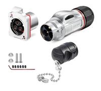 CNLINKO BD-24 Conector impermeable IP68 para cable Conector circular industrial Conectores rápidos para tomas empotradas Conectores de carcasa metálica M24 Zócalo de brida (3 Pines)