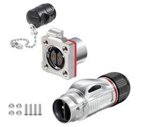 CNLINKO BD-24 Conectores Industriales a Prueba de Agua de 2-Pin, Conector Circular IP68, Carcasa de Metal Duro Anti-Interferencias, M24 Conector de Aviación de Enchufe Rápido (2 Pines)