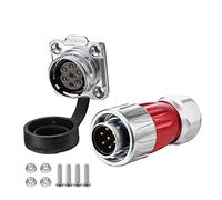 CNLINKO DH-20 Conector impermeable IP67 para cable Conector circular industrial Conector antiinterferencias metálico Pines con dispositivos de protección M20 2-12 Pines Zócalo de brida (7 Pines)