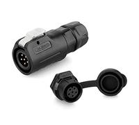 CNLINKO LP-12 Conector impermeable IP68 para cable Conector circular industrial Conector de carcasa PBT Conector de aviación estanco de liberación rápida M12 2-8 Pines Zócalo roscado (6 Pines)