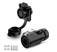 CNLINKO LP-16 Conector impermeable IP68 para cable Conector circular industrial Conector de carcasa PBT Conector de aviación estanco de liberación rápida M16 2-9 Pines Zócalo de brida (8 Pines)