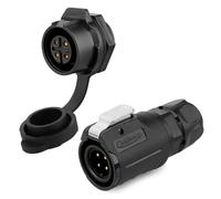 CNLINKO LP-16 Conector impermeable IP68 para cable Conector circular industrial Conector de carcasa PBT Conector de aviación estanco de liberación rápida M16 2-9 Pines Zócalo roscado (4 Pines)
