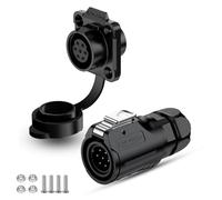 CNLINKO LP-16 Conector impermeable IP68 para cable Conector circular industrial Conector de carcasa PBT Conector de aviación estanco de liberación rápida M16 2-9 Pines Zócalo de brida (7 Pines)
