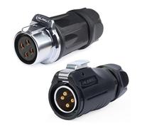 CNLINKO LP-20 4 Pines Conector a prueba de agua, IP68 conector circular, enchufe rápido conector de la aviación, PBT plástico Shell soldadura conector de la industria marina (4 Pines)