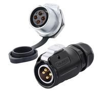 CNLINKO LP-20 Conector impermeable IP68 para cable Conector circular industrial Conector antiinterferencias Conector de aviación estanco de liberación rápida M20 2-12 Pines Zócalo roscado (4 Pines)