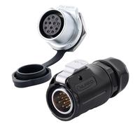 CNLINKO LP-20 Conector impermeable IP68 para cable Conector circular industrial Conector antiinterferencias Conector de aviación estanco de liberación rápida M20 2-12 Pines Zócalo roscado (12 Pines)