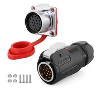CNLINKO LP-24 19 Pin Conector Impermeable, Enchufe rápido Conectores rápidos de aviación con Carcasa de plástico PBT，Toma con Brida M24 (19 Pin)