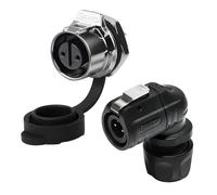 CNLINKO LP12 90° Conector Circular de 2 Pines, IP68 Resistente al Agua Conexión rápida Enchufe en ángulo Recto Toma de Solo Orificio, Equipos Industriales para Exteriores Conector para Aviación