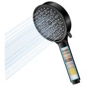 Cobbe Alcachofa de ducha con filtro, Ahorro de agua, Agua dura con filtración en 20 capas, 6 tipos de chorro de alta presión, Cabezal de ducha de ahorro con filtro de cal (Negro)