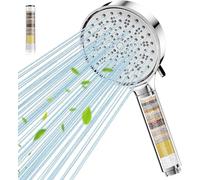 Cobbe Alcachofa de ducha con filtro, Ahorro de agua y filtración de 20 capas, 6 modos de chorro, Ducha de mano de alta presión, Alcachofa de ducha para eliminar agua dura, cloro, bacterias(Cromado)