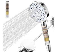Cobbe Alcachofa de Ducha con Filtro de 20 Etapas y Manguera, 6+1 Modos de Chorro, Potente Función de Limpieza Integrada, Elimina Hasta el 99% del Cloro y el Picor de la Piel, Cromado