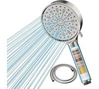 Cobbe Alcachofa de Ducha con Filtro de 20 Pasos, 6 Modos de Rociado, Cabezal de Ducha de Alta Presión con Manguera de 1.5M, Acabado Níquel Cepillado