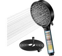Cobbe Alcachofa de Ducha con Filtro de 20 Pasos, Filtro Cabezal de Ducha con Manguera de 1.5M, Alcachofa Ducha Antical 6 Modos de Rociado Cabezal de Ducha de Alta Presión (Negra)