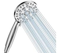 Cobbe Alcachofa de ducha de ahorro de agua con 8 tipos de chorro, ducha de alta presión, alcachofa de ducha de lluvia grande, aumento de presión (cromo)