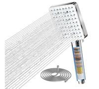 Cobbe Cabezal de ducha Cobbe con filtro, ducha de mano de alta presión con filtración de 20 capas, manguera de 1,5 m, 6 modos de rociado, cabezal de ducha cuadrado ahorrador de agua, cromado