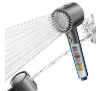 Cobbe Cabezal de Ducha con Filtro de 20 Capas, Alcachofa de Alta Presión con 5 Modos de Chorro, Ahorro de Agua, Eliminación de Cloro Residual y Bacterias para Agua Dura (Gris)