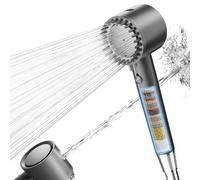 Cobbe Cabezal de Ducha con Filtro de 20 Etapas, Alcachofa Alta Presión con 5 Chorreos y Tubo 1.5M, Sistema de Ahorro de Agua, Eliminación de Cloro y Bacterias para Agua Dura (Gris)