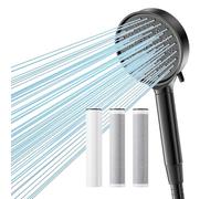 Cobbe Cabezal de ducha con filtro de agua dura y manguera, Filtro de ducha de 20 etapas y 2 filtros de ducha de repuesto de carbón 2.0, Cabezal de ducha suavizante para 99% de cloro, Negro