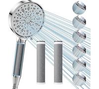 Cobbe Cabezal de Ducha con Manguera, Mano de Ducha con 3 Filtros de Carbón, 6 Tipos de Chorro, Alta Presión y Ahorro, Filtro Contra Cal para Agua Dura, Elimina 99% del Cloro (Cromado)