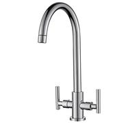 Cobbe Grifo de cocina, grifo mezclador de cocina, doble palanca, boquilla giratoria de 360°, grifo de cocina mezclador con accesorios estándar del Reino Unido, cromo