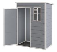 Cobertizo de jardín 151 x 92 x 193 cm, puerta con cerradura con ventilación, diseño contemporáneo exterior de aluminio, color gris 21_0004362