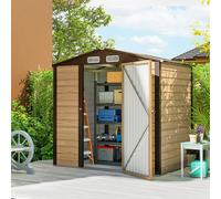 Cobertizo De Jardín Outsunny Acero Galvanizado 190x131x188 Cm Roble