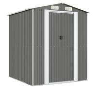 vidaXL Cobertizo de jardín Caseta de almacenamiento en acero galvanizado con puerta, gris claro