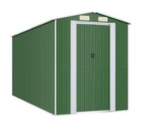 vidaXL Cobertizo de Jardín Caseta Casita Almacenamiento Herramienta Puerta Patio Ventilación Techo Exterior Acero Galvanizado Verde