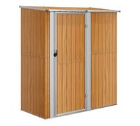 Cobertizo de jardín cobertizo para cabaña casa de almacenamiento cobertizo para exteriores cobertizo para herramientas robusto 180,5 x 97 x 209,5 cm acero galvanizado aspecto madera marrón 02_0022160