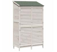 vidaXL. Cobertizo de jardín blanco, 106 x 56 x 176,5 cm, fabricado en madera maciza de abeto