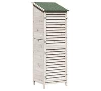 vidaXL. Cobertizo de jardín blanco, 59 x 56 x 176 cm, fabricado en madera maciza de abeto