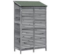 vidaXL. Cobertizo de jardín gris, 106 x 56 x 176,5 cm, fabricado en madera maciza de abeto