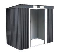 Cobertizo de jardín de chapa galvanizada, 213 x 130 x 173 cm, gran capacidad con ventilación natural, estilo contemporáneo, color gris 20_0020630