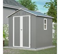 Cobertizo de jardín de metal de 9 m³ con techo a , base de metal (sin piso), cenador de herramientas de puerta, de puerta, , 170x170x90 cm, con ventana, temporal, desmontable