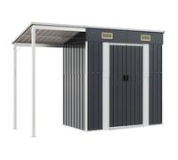 Cobertizo Jardín Tejado Largo Acero Antracita 277x107x181 Cm Vidaxl