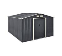 Cobertizo para almacenaje de herramientas - hoja galvanizada y metal 277 x 319 x 192 cm - gris oscuro [en.casa]