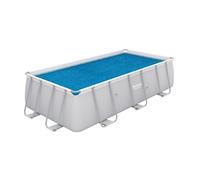 Cobertor Solar de Burbujas BESTWAY para Piscina Desmontable de varias medidas y modelos: rectangular y circular de fácil instalación sobre el agua. El plástico evita que el agua se ensucie y lo calien