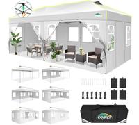 COBIZI Carpa Plegable 3x6 Impermeable Pop Up Carpas para Exteriores con 6 Laterales Cenadores Para Jardin con Altura Ajustable Gazebo Protección UV 50+ con Bolsa Transporte para Camping Fiestas Blanco