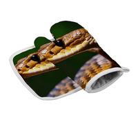 Cobra Snake - Juego de guantes de horno y soportes para ollas, guantes de horno suaves, soportes para ollas de cocina resistentes al calor, juego de decoración para cocinar y hornear