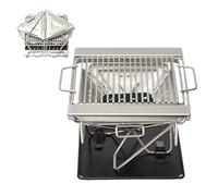 Cocina - Barbacoa plegable de acero inoxidable 304 | Mini parrilla portátil para 1-2 personas, altura ajustable, ligera y extraíble, ideal para senderismo, picnic, viajes y exteriores