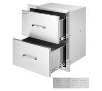 Cocina exterior/isla para barbacoa de 17.7" x 20.5", acero inoxidable, con dos cajones de almacenamiento