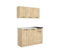 Cocina modular janelle y natural y negro y madera para hogar moderno mueble de almacenaje - homekit